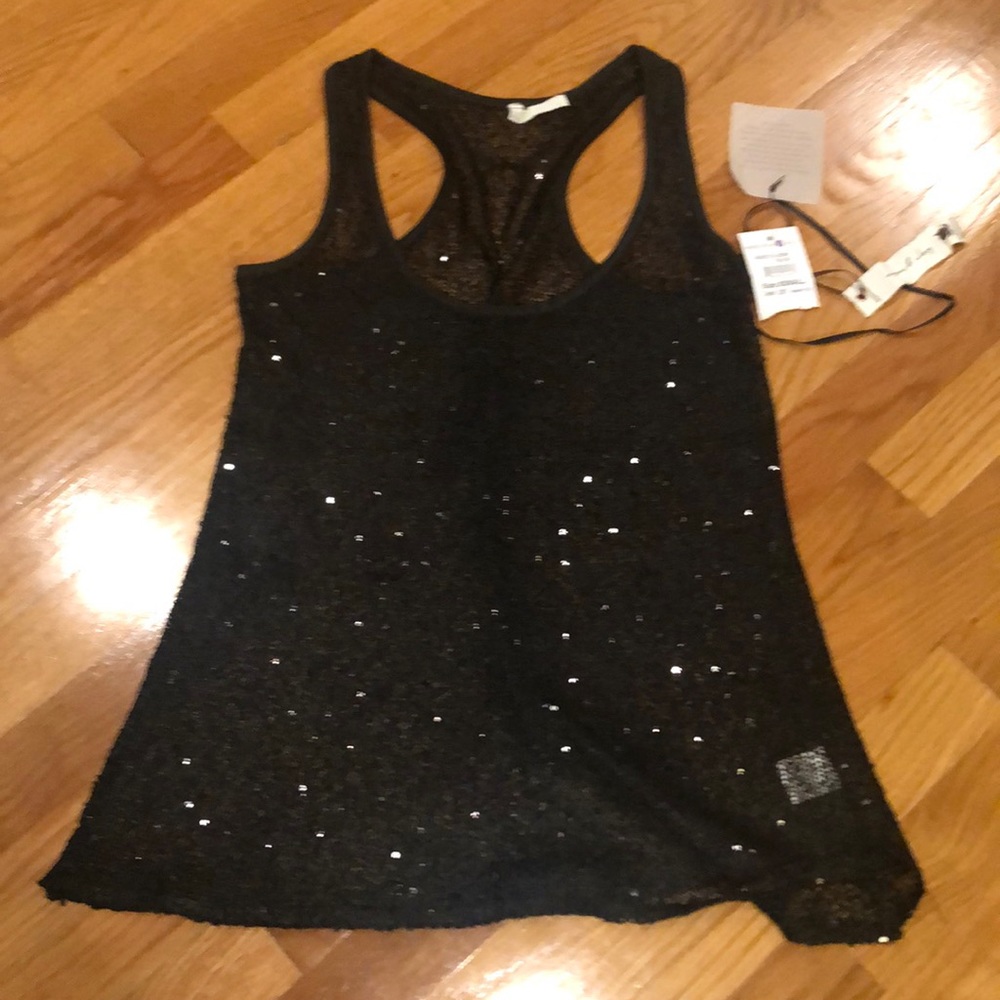 NWT Willow and clay black sequin top